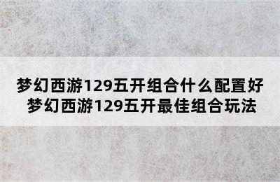 梦幻西游129五开组合什么配置好 梦幻西游129五开最佳组合玩法